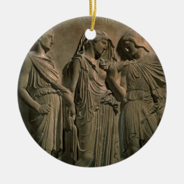 Orpheus, Eurydice and Hermes (marble) Ceramic Tree Decoration (Front)