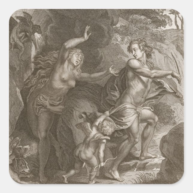 Orpheus, Leading Eurydice Out of Hell, Looks Back Square Sticker (Front)