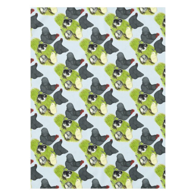Orpington Blue Chicken Family Tablecloth (Front)