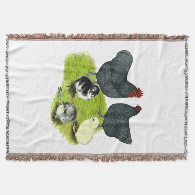 Orpington Blue Chicken Family Throw Blanket (Front)