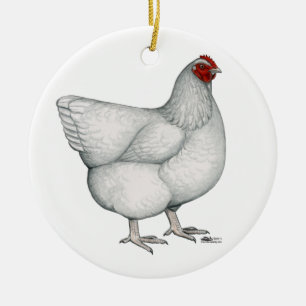 Orpington White Hen Ceramic Tree Decoration