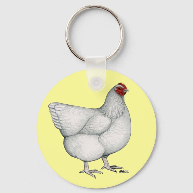 Orpington White Hen Key Ring (Front)