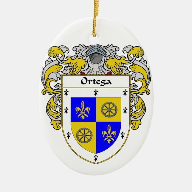 Ortega Coat of Arms/Family Crest Ceramic Tree Decoration (Front)