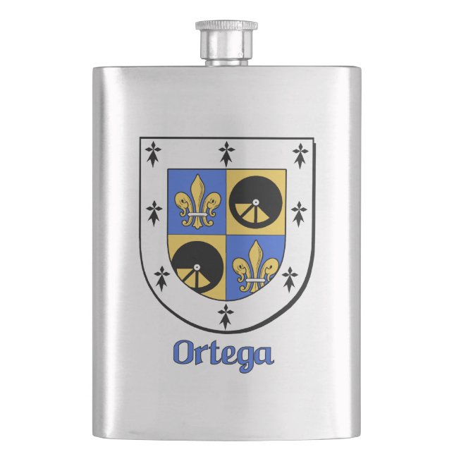 Ortega Heraldic Shield Hip Flask (Front)