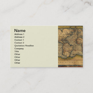 Ortelius 1570 World Map: Antique Cartography Business Card
