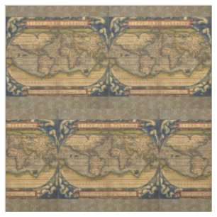 Ortelius 1570 World Map: Antique Cartography Fabric