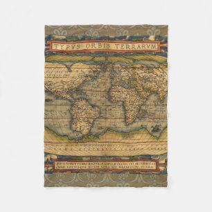 Ortelius 1570 World Map: Antique Cartography Fleece Blanket