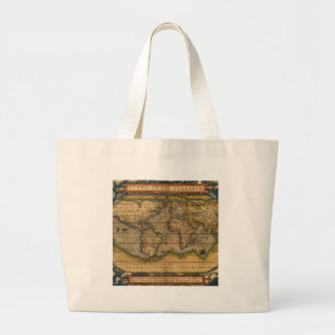 Ortelius 1570 World Map: Antique Cartography Large Tote Bag