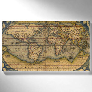 Ortelius 1570 World Map: Antique Cartography Name Tag
