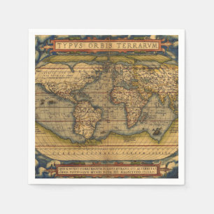 Ortelius 1570 World Map: Antique Cartography Napkin