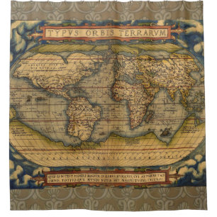 Ortelius 1570 World Map: Antique Cartography Shower Curtain