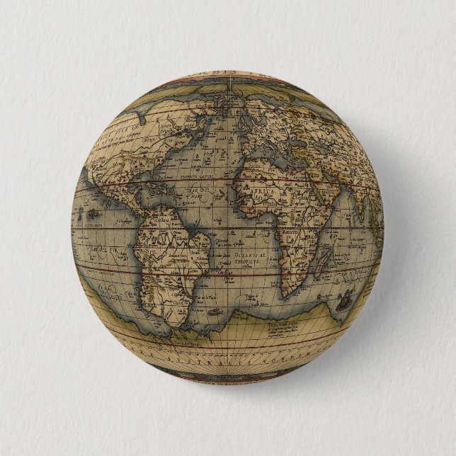 Ortelius World Map 6 Cm Round Badge (Front)