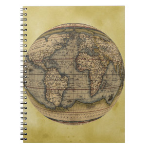 Ortelius world map spiral notebook