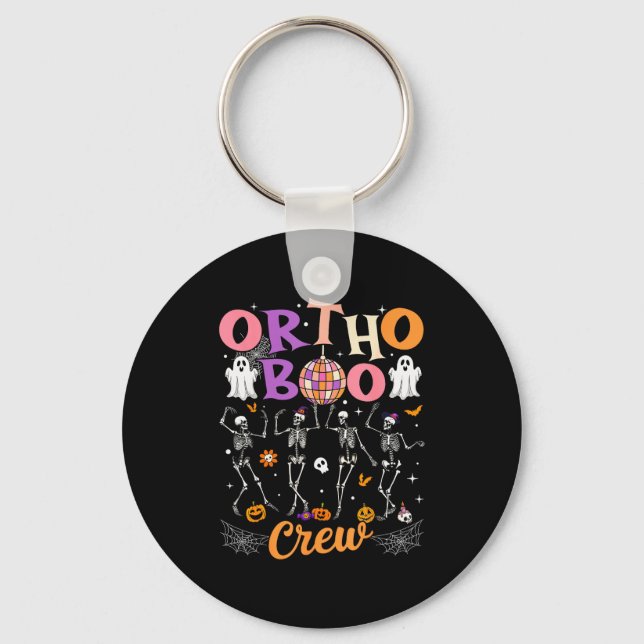 Ortho Orthopedic Halloween Boo Crew Skeleton Danci Key Ring (Front)