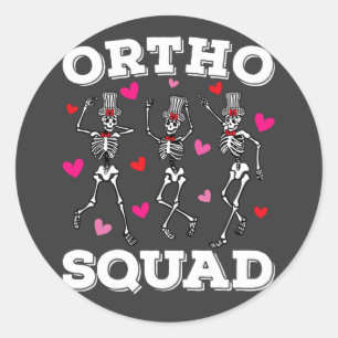Ortho Squad Dancing Skeleton Valentine Classic Round Sticker