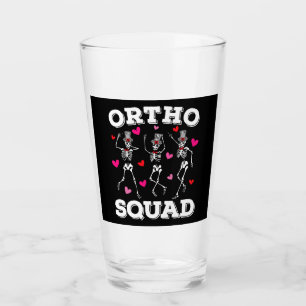 Ortho Squad Dancing Skeleton Valentine Drinking Glass