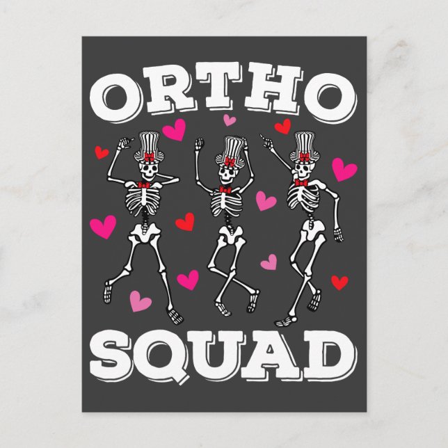 Ortho Squad Dancing Skeleton Valentine Postcard (Front)