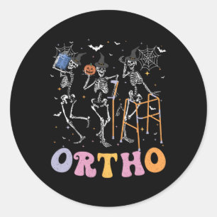 Ortho Squad Halloween Pumpkin Dancing Orthopaedic Classic Round Sticker