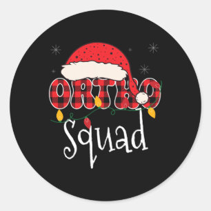 Ortho Squad Plaid Fun Christmas Orthopaedics Crew Classic Round Sticker