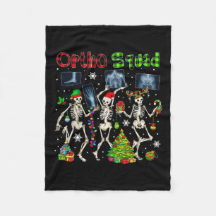 Ortho Squad Xmas Three Santa Reindeer Elf X-ray Sk Fleece Blanket