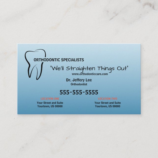 Orthodontic Practice Business Card (Front)
