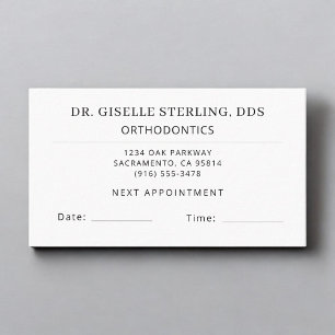 Orthodontics Dentistry Dentist Appointment Card