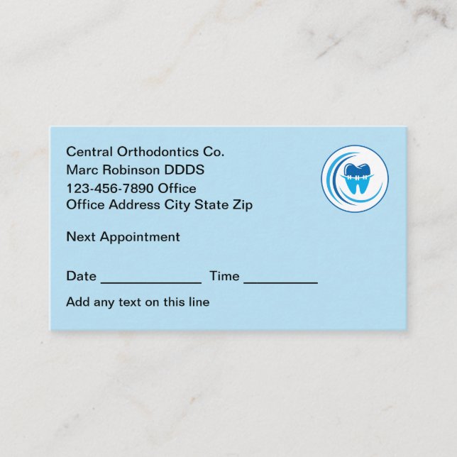Orthodontist Appointment Business Cards In Bulk (Front)