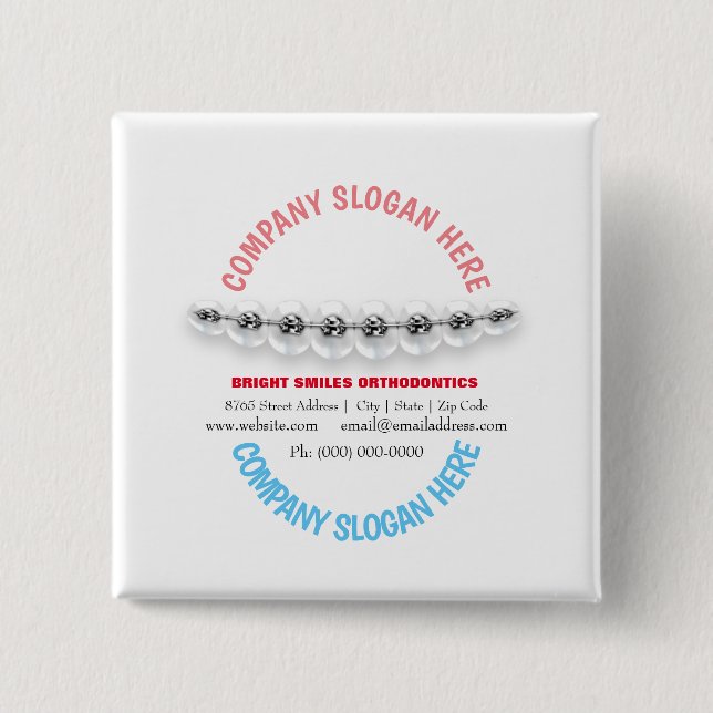 Orthodontist Braces Dental Service Promo Button (Front)