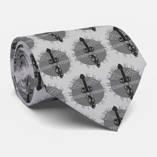 Orthodontist caduceus  tie (Rolled)