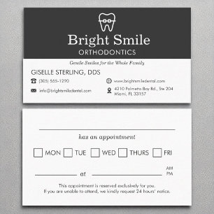 Orthodontist Office Braces Appointment Reminder Business Card