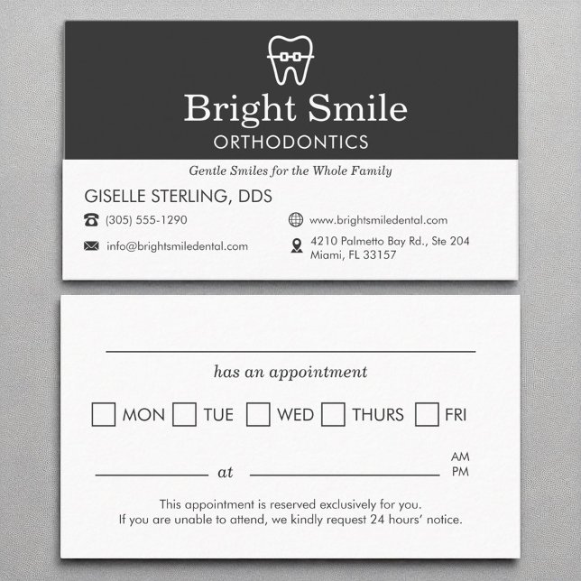 Orthodontist Office Braces Appointment Reminder Business Card (Creator Uploaded)