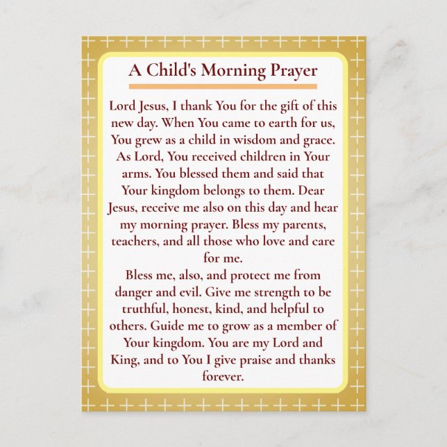 Orthodox children's prayer card (Front)
