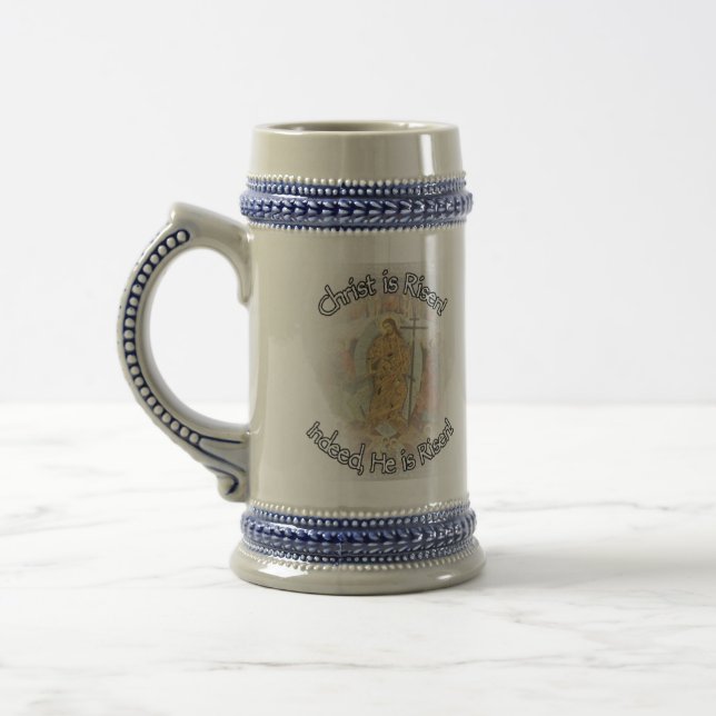 Orthodox Christian "Christ is Risen!"  Beer Stein (Left)