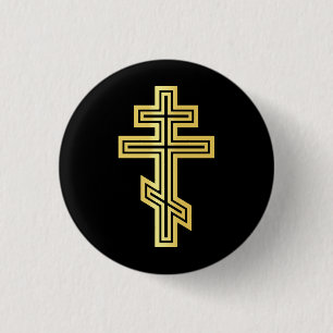 Orthodox Christian Cross 3 Cm Round Badge