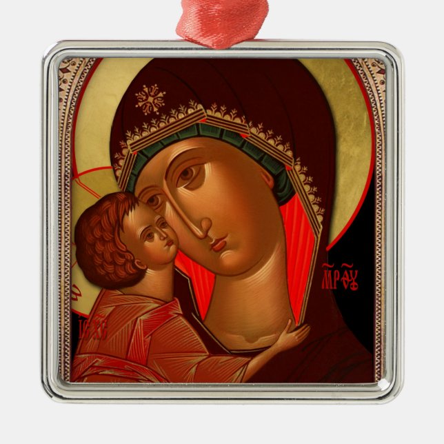 Orthodox Christmas Ornament - Novgorod Theotokos (Front)