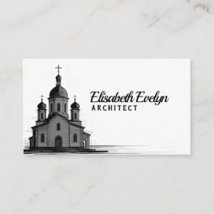 Orthodox Church Sketch on White Background Business Card