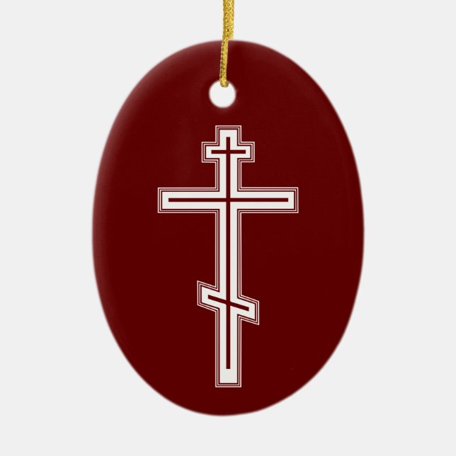 Orthodox cross ceramic tree decoration (Front)
