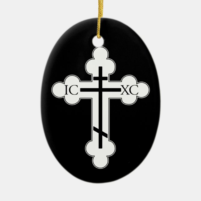 Orthodox cross ceramic tree decoration (Front)