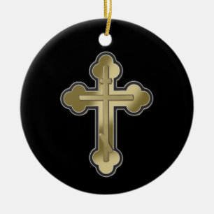 Orthodox cross ceramic tree decoration
