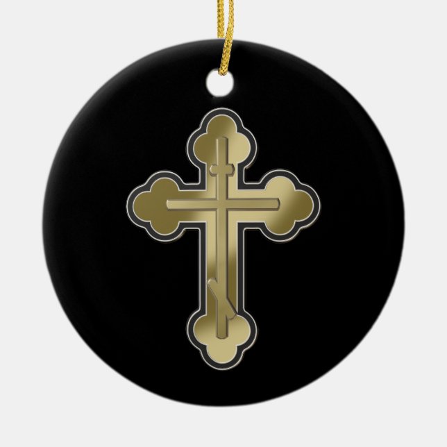 Orthodox cross ceramic tree decoration (Front)