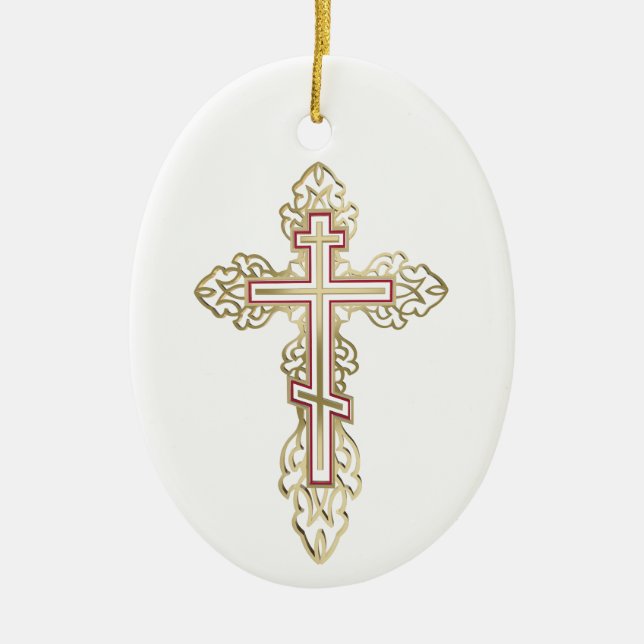 Orthodox cross ceramic tree decoration (Front)