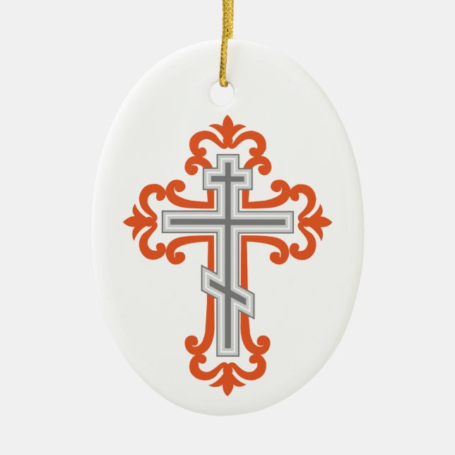 Orthodox cross ceramic tree decoration (Front)