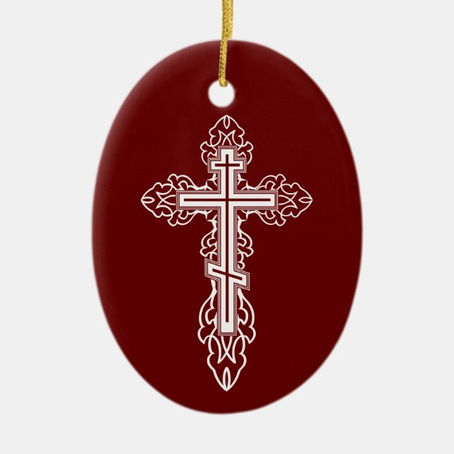 Orthodox cross ceramic tree decoration (Front)
