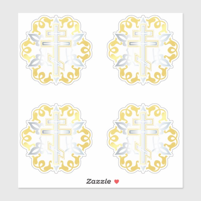 Orthodox Cross Gold With Ornaments (Sheet)
