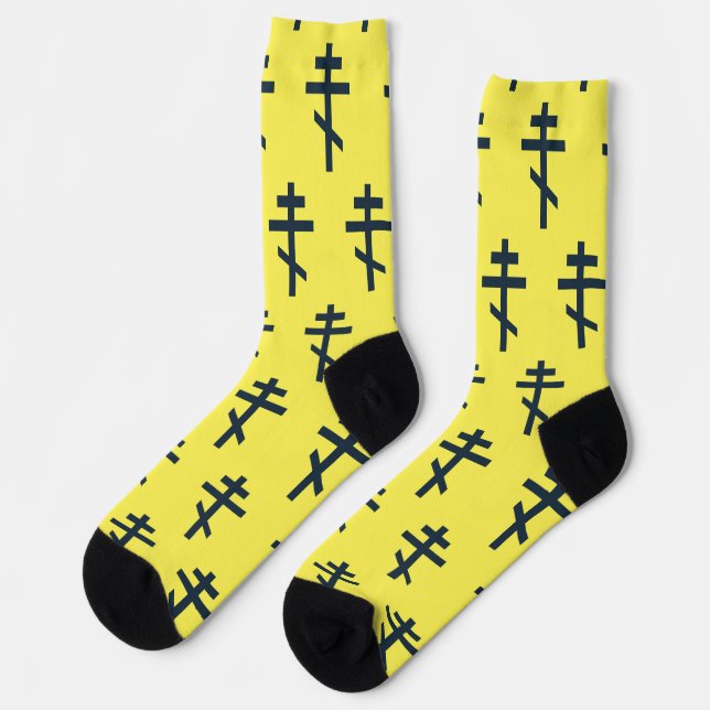 Orthodox Eight-Pointed Cross Sacred Devotional Art Socks (Left)