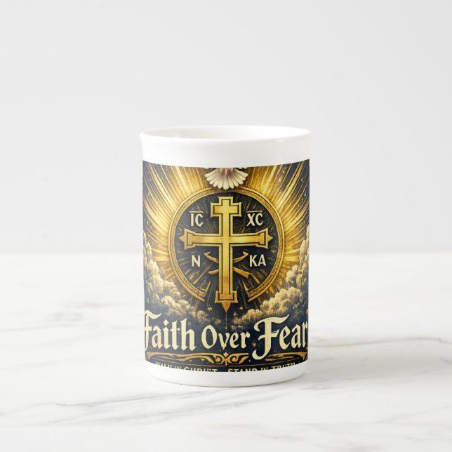 Orthodox Faith Cross Bone China Mug (Front)