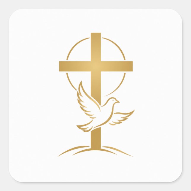 Orthodox Faith Cross & Dove Square Sticker (Front)