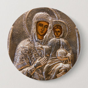 Orthodox icon 10 cm round badge