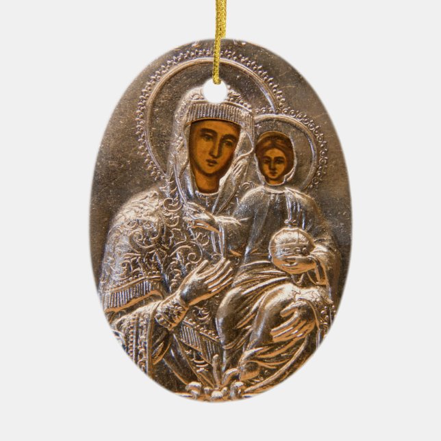 Orthodox icon ceramic tree decoration (Front)