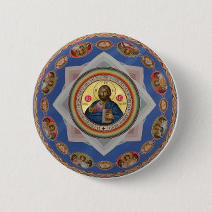 orthodox icon god church religion saint 6 cm round badge